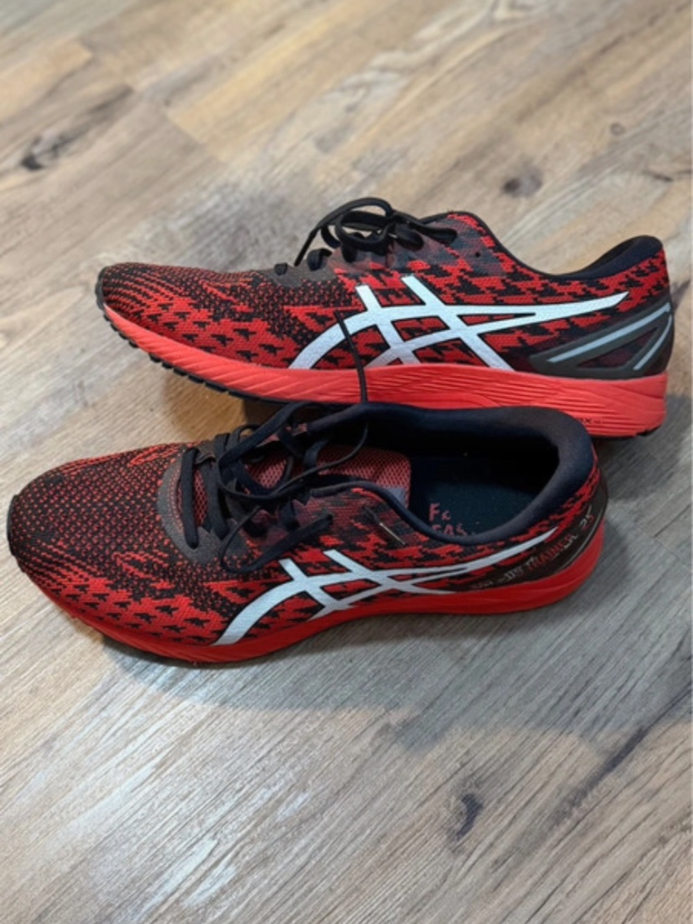 ASICS Men's Red and Black Athletic Running Shoes with White Logo